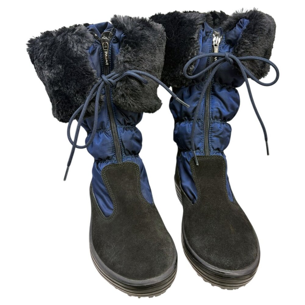 Pajar Mia Black Suede Navy Nylon Insulation Winter Boot
